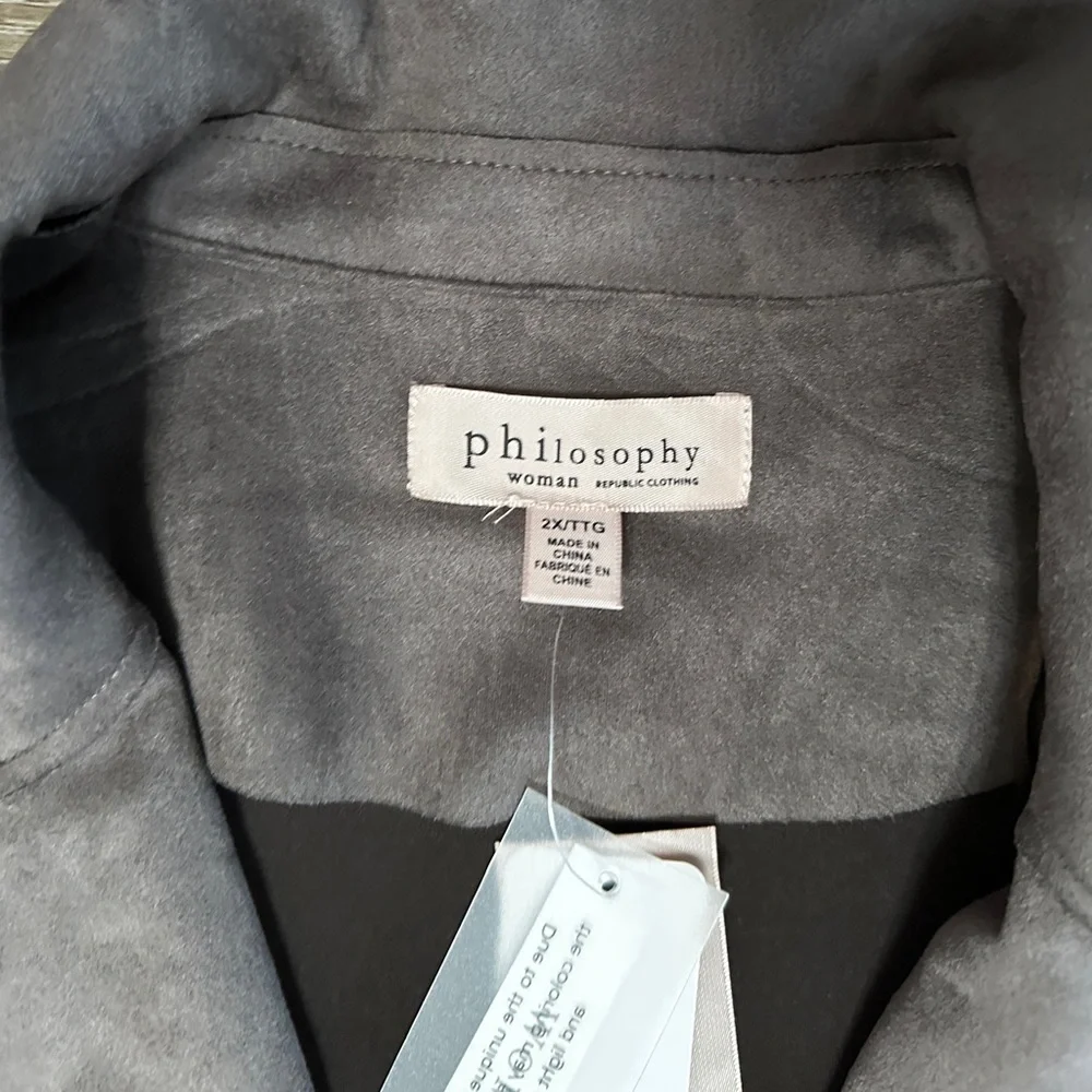 Philosophy Plus Size Faux Suede Vest Size 2X color Ash Smoke